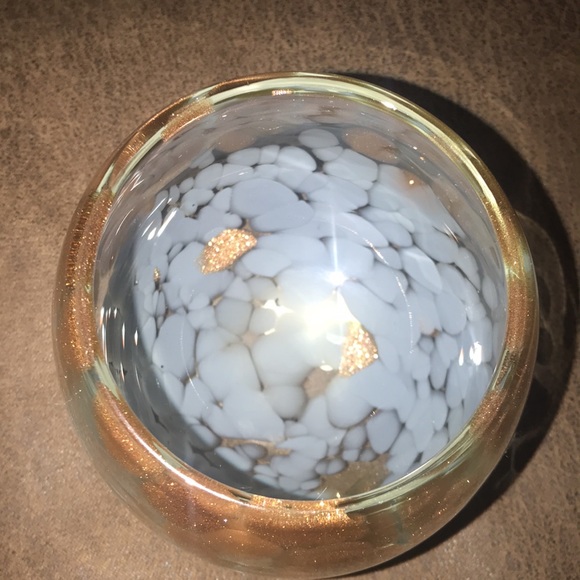 NWT Candle Holder Tea Light Votive Anthropologie Gray &Metallic Bronze Art Glass - Picture 3 of 7